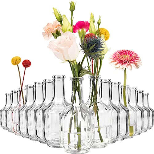 Giessle® Vintage Mini Rillen-Vasen (gewählte Menge: 15) Blumenvase Set Vasen Tischvase Blumenväschen Väschen aus Glas