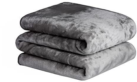 Dreamscene Fleece Throw Blanket for Bed, Luxurious Faux Fur Mink Fleece Blanket Super Soft Warm Lightweight Double Bedspread Charcoal Grey Throw Over Sofa, 150 x 200cm