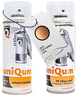 uniQum Spraydose Autolack + Klarlack für SEAT CUP COPPER L27A Autolack Reparatur 2x 400 ml