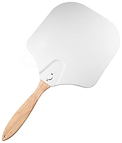 Pizzaskal i aluminiumlegering med vikbart trähandtag, pizzaspatel, pizzapaddel, för ugn och grillsten
