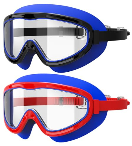 EasYoung Adult Swim Goggles, 2-Pack Swim Pool Goggles, Anti-Fog UV Protection, Wide View Swim Glasses Suitable for Over 15 Men, Women