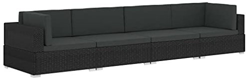 Yolola Lounge Gartenmöbel Set Rattan 4-TLG.Type1 LoungeSet Rattan Gartenmöbel Set Loungemöbel Terrasse Gartenlounge Outdoor Lounge Gartenmöbel Rattan Balkonmöbel Schwarz