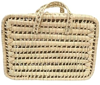 kikadu Kleiner Koffer - Koffer aus Palmblättern zur Aufbewahrung und Dekoration von Spielzeug, handgeflochten, Maße 34x23x11 cm