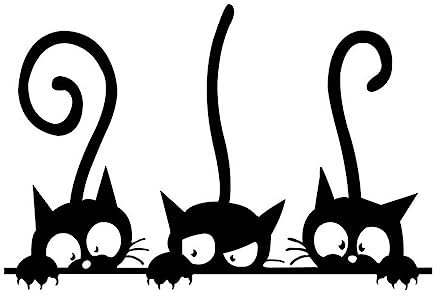lmoikesz Trois Noir Chat Stickers Muraux DIY Exquis Animaux Forme Papier Peint Décoration de La Maison Personnalité Vinyle Stickers pour