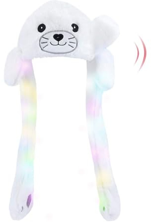 Anyingkai Bonnet Oreille qui Bouge LED,Bonnet Oreilles qui Bougent Enfant,Bonnet Avec Oreille qui Bouge,Bonnet Stitch Oreille qui Bouge,Fille Drôle en Peluche Oreille Animal Chapeau Cadeau