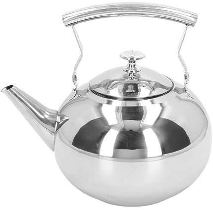 Théière en Acier Inoxydable avec Filtre Amovible, Grande capacité, Design de Style Européen, Facile à Nettoyer, Polyvalente, Adaptée pour la Maison, L'hôtel, le Restaurant (2L)