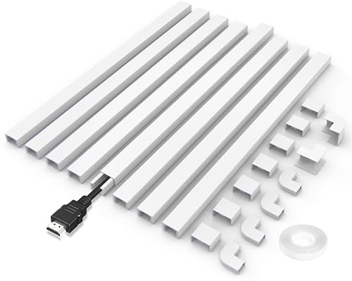 Small Wire Covers on Wall - One Cord Channel Cable Management System - Cable Cover on Wall for Home and Office, 8-Pack 125 inch, White