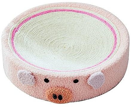 BEIJIALY Katzenkratzbett, Katzenkratzschale, Rundes Sisal-Kratzbrett, Katzenkratzer-Loungebett, Kitty-Katzenkratzpad Zum Krallenschärfen, Möbelschutz(Schwein)