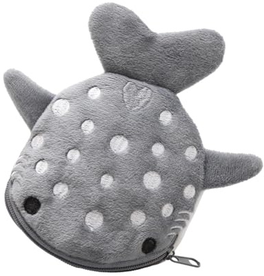 Tabanzhe Shark Coin Purse – Mini Cute Change Purses for Women, Small Cartoon Zipper Pouch Cosmetic Bag Wallet Holder for Earphones, Coins, Jewelry,Key and More Small Items(Gray)