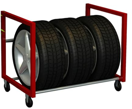 WDJBPSH Reifenregal Reifenständer Felgenbaum Reifenbaum Einstellbar Reifenlager-Regalwagen, Schwerlast Garagen-Organizer-Halter für Große Reifen/Sommerreifen/Rennreifen/Winterreifen