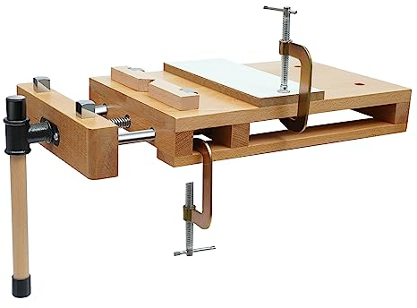 Tischklemmen, Hartholz-Werkbank, Schnellspann-Desktop-Holzbearbeitungsschraubstock mit G-Typ-Befestigungsklammern und 4 Begrenzungsblöcken, tragbarer Schraubstock von Woodworking Studios mit 4 überl