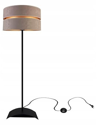 Stehlampe Wohnzimmer Grau - Gold Stehleuchte Standleuchte Design Modern E27 Fassung Leselampe Max. 60W Wohnzimmerlampe Bettlampe TAD40-P