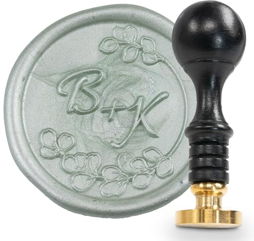 gravurART Personalisierter Siegelstempel mit Initialen - Individueller Wachsstempel mit Monogramm graviert im Design Leni - original Eichhorn-Siegel