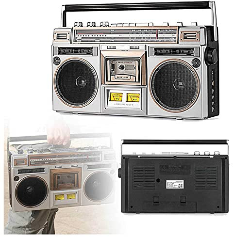 Bluetooth Boombox Cassette Player Retro Style with FM/DAB Radio, USB Recording, Bluetooth, Speakers - Perfect for Family Gatherings and Travel