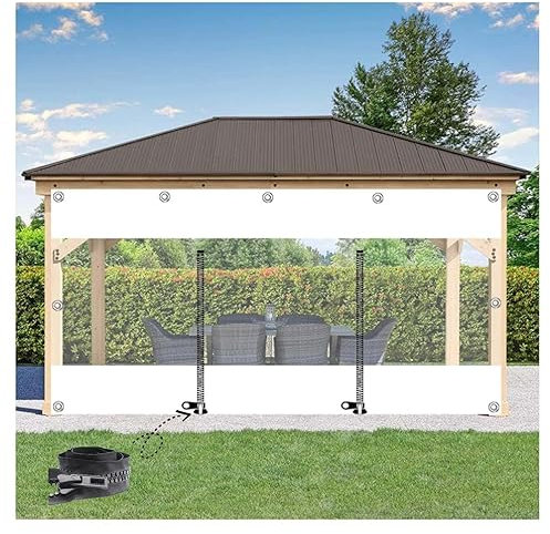 PVC Tarpaulin with Zipper，0.5mm Heavy Duty Waterproof Tarpaulin With Eyelets，Outdoor Curtain Tarpaulin Side Panels with Zip Door Partition Rain Curtain for Pergola,Porch (Size : H2.8xW10m/H9.1xW32.8f