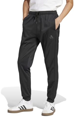 Adidas Mens 3-Stripes Tricot Regular Tapered Sportswear Track Pants, Black/Black, Medium