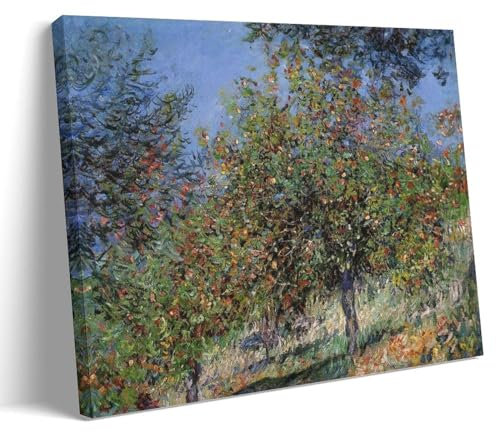LdinMEX Claude Monet Artwork – Apfelbäume auf dem Chantemesle Hill Druck, Poster, Bild, Druck, Wandkunst, Gemälde, Leinwand, Kunstwerke, Geschenkidee, Raum, ästhetisch, 40 x 60 cm