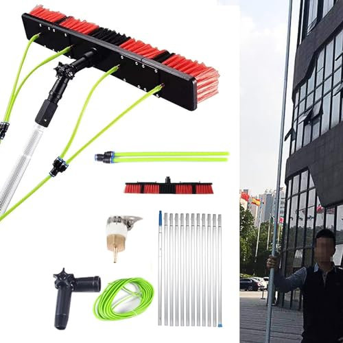 AHWEKR Pulizia fotovoltaico Kit Spazzola per Pannelli solari spazzolone per Pulizia Pannelli fotovoltaici Asta per la Pulizia delle finestre, Spazzola Telescopica Alimentata 6m/3,5 m spazzolatura