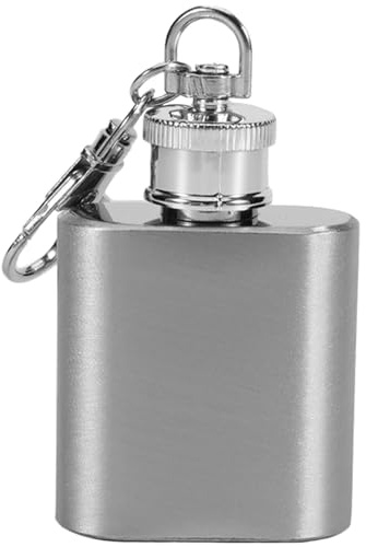 Mini Flachmann für Schnaps, Edelstahl auslaufsichere Schnapsflasche mit Schlüsselanhänger 1 oz tragbare versteckte Flasche Camping Taschenflasche Whiskey Flasche für Männer Frauen Bar Groomsmen Gesche