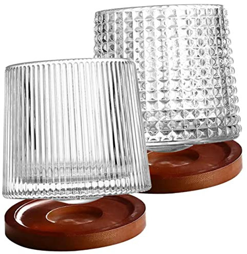 OFFSCH 2sätze Whisky Tassen Cocktail Getränke Tassen Haushalt Chic Mit Untersetzer Klare Kleine Glasbecher Für Hause Bars Und Restaurants