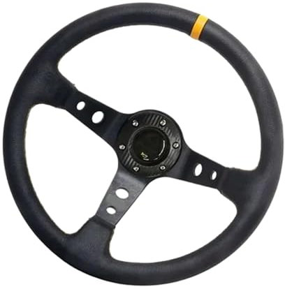 GSJNHY Auto Lenkrad Universal 14 Zoll 350mm Wildleder/PVC Auto Racing Lenkräder Deep Corn Drifting Sport Lenkrad(PVC Yellow)