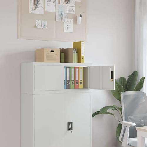 Xichuzi Aktenschrank Hellgrau 90x40x40 cm Stahl, Metallschrank, Werkstattschrank, Werkzeugschrank, Büroschrank, Lagerschrank, Garagenschrank, Stahlschrank