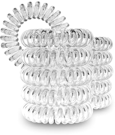 Specora-Classic Spiral Haargummi Transparent – 4 cm – 10er Pack – TPU – Telefonkabel Zopfgummi – Ohne Ziepen & Verheddern – Keine Knicke – Haarschonend