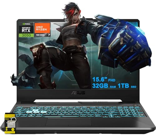 ASUS TUF Gaming A15 Laptop 15.6 pulgadas FHD antirreflejos 144Hz AMD Octa-core Ryzen 7 7435HS 32GB RAM 1TB SSD GeForce RTX 3050 retroiluminado USB-C carga rápida Win11