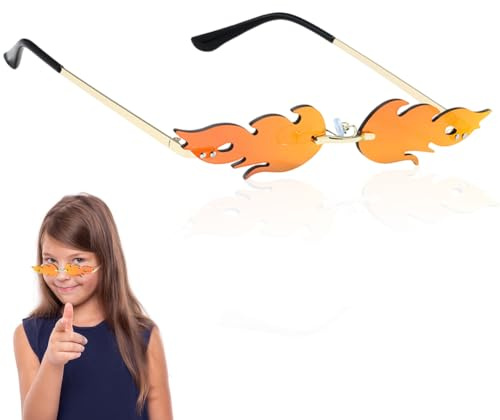 QYEHF Lustige sonnenbrille, Flammen Sonnenbrille, Flammen Brillen, Feuer Flammen Brille Geeignet Party Halloween Cospla Kostümzubehör Damen Herren,Neuheit Partybrille für Maskerade Party