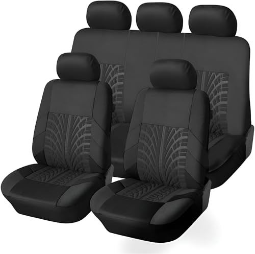 zjxmnb Auto Sitzbezüge für VW T4 T5 T6 Multivan/MK6 2000-2025, Stoff Sitzbezug Schonbezüge Sets Sitzschoner Rutschfester Bequem Sitzkissenschutz Zubehör,R/Black-5 Seats