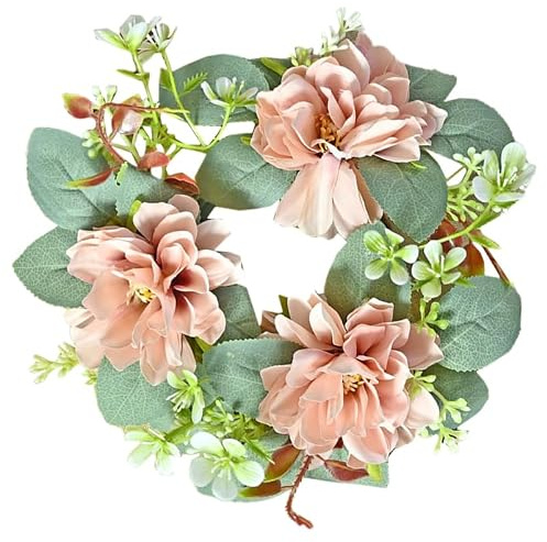 HOOTNEE Kerzenring Für Stumpenkerzen Künstlicher Blumenkranz Mit Bunten Blüten Und Kleinen Blättern Kranzring Für Hochzeiten Familienfeiern Valentinstag Tischdeko 23.00 X 23.00 X 6.00 cm