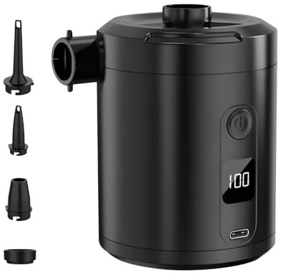 Yiohejy Portable Pump for Inflatables, Cordless Rechargeable Air Bed Pump, Quick Fill Automatic Blow Up Tool for Swimming Rings Sleeping Bed Pool Floats Outdoor Camping Road Trip
