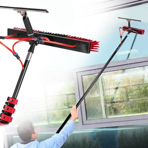 SHAHRYAR Perche Telescopique Nettoyage Panneaux Solaires,Balai Nettoyage Panneau Solaire,Perche Télescopique Extensible,avec Tête De Brosse De 35 Cm/55 Cm,pour Camions, Bateaux,3.6m-35cmbrushhead