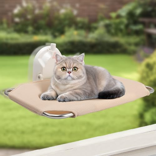 ITSOGOO Katzen Hängematte Fensterplätze,Klappbar Katzenbett Fenster mit Extra Starker Saugnapf Weicher Katzen Fensterliege mit Verdicktem Edelstahl bis zu 25kg,46x30cm
