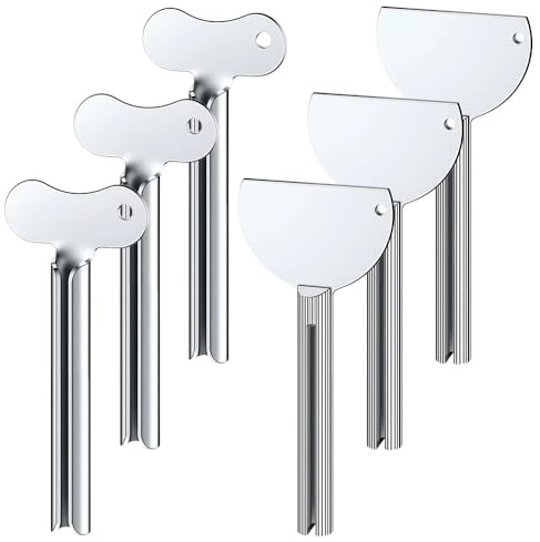 6/12/20pcs Stainless Steels Metal Tube Squeezer Keys, Tube Squeezer Tool- Toothpaste Squeezer Metal Hair Dye Color Key Roller Dispenser Tool Durable Processing, Daily Living Tube Squeezing Aids (6)
