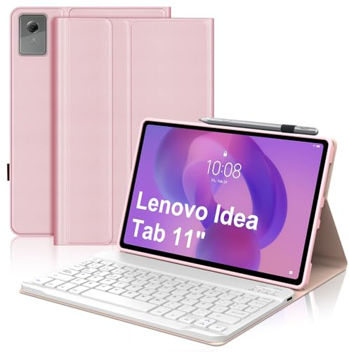 Funda Teclado for Lenovo Idea Tab 11 Pulgadas 2025(TB336FU/TB336ZU)/M11 | Case Keyboard Bluetooth Magnético Recargable, QWERTY Español Ñ, Capa Desmontable con portalápices, Rosa claro
