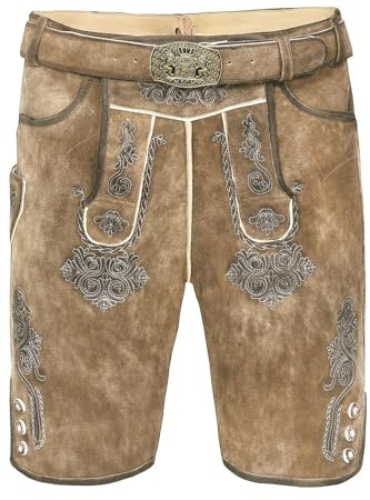 Edelnice Trachtenmode Kurze Wildbock Lederhose Vincent in Rehbraun mit edler Stickerei Gr. 44-64 (DE/NL/SE/PL, Numerisch, 68, Regular, Regular, Rehbraun)