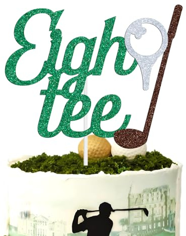 Golf Eigh-tee Cake Topper, Golf 80th Birthday Decoration, Funny Golf Theme 80 Eighty Sign for Golfer Fans, 80th Birthday Party Decorations Supplies