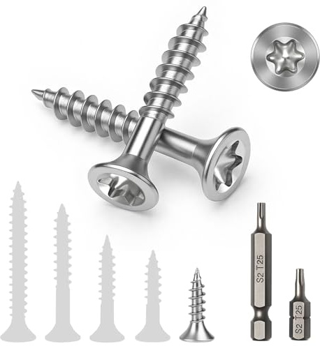 Boltmax 100 Stück Edelstahlschrauben V2A A2 M5 x 20 mm, Holzschrauben Torx Senkkopf Vollgewinde mit Torx-Antrieb, rostfreie Spanplattenschrauben Edelstahl für Holz, Möbelbau, DIY & Innenbereich