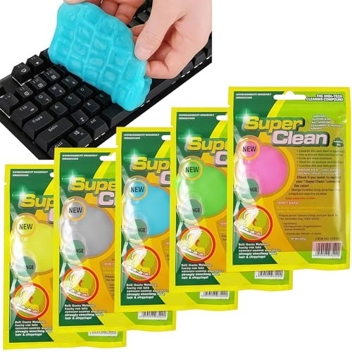 VorIrydian 5X Gel Nettoyant Clavier et Voiture, Slime Nettoyage Réutilisable, Kit de Nettoyage Universel pour Ordinateur, PC Portable, Appareils Électroniques, Grilles d’Aération Auto