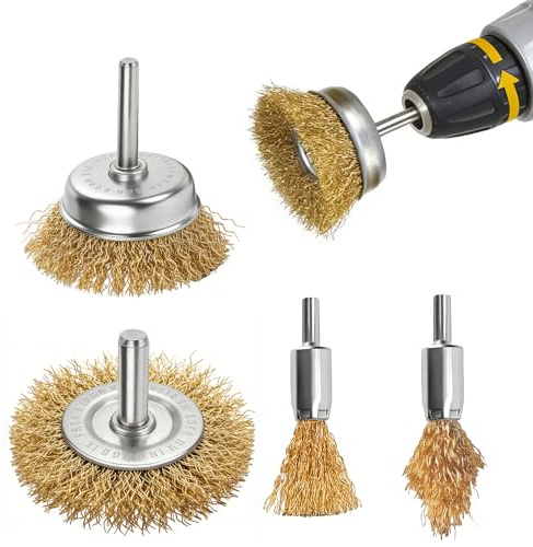 10 Pcs Cepillo Alambre para Taladro, Cepillo de Alambre para Taladro con vástago hexagonal de 1/4, Cepillos e acero de alto carbono para Pulir Taladros, Esmerilar, Desbarbar y Eliminar óxido