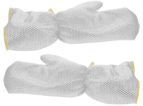 Alipis 2pcs Waterproof Dishwashing Gloves Non-scratch Wire Scrubbing Kitchen Cleaning Mitts Heat Resistant Oil-repellent Extended Length Protective Gloves for Household Use