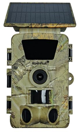 Levenhuk Trap WF30 Wildkamera – 60MP 5K Tierkamera mit Nachtsicht, PIR Bewegungsmelder, IR/Farbmodus, WLAN App Steuerung, SD Karte, Zeitraffer, Solarpanel, IP66 Wasserdicht, Outdoor, Jagd, Wald
