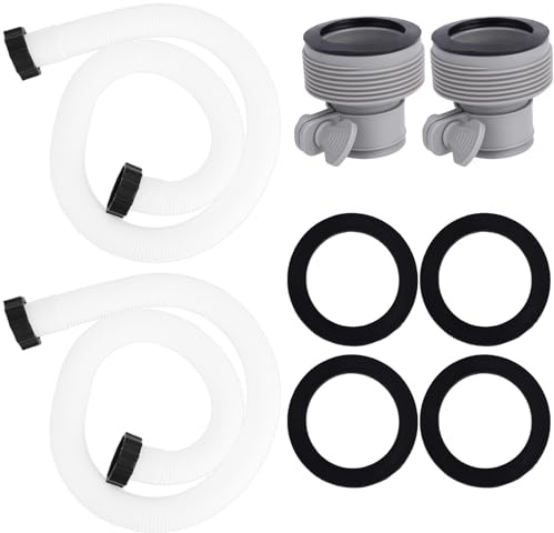 2uds Mangueras para Bomba de Piscina de 59x2,2, 2 Adaptadores Conversión Manguera Tipo B 1,25 a 1,5 con Juntas Accesorios Bomba y Filtro Piscina para Piscinas Elevadas