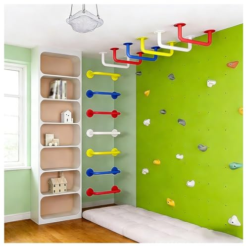 exproyzk 2 Pack Metal Monkey Bars Indoor, Playground Handles, Ceiling Grab Bars for Indoor Outdoor Playgrounds, Climbing Frames, Wall Ladders Set Accessories(Blue)