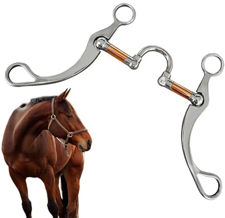 Morse per cavallo - Bocchino snodato in acciaio inossidabile, strumento di addestramento per il controllo di precisione 'ingranaggio equestre con filetto liscio | Anello sulla guancia che non pizz
