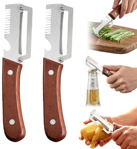 Multi-Functional Vegetable Peeler, 2026 New Stainless Steel Vegetable Peeler, Ergonomic Potato Peeler & Fruit Slicer, Sharp Blade Easy Grip Kitchen Tool for Carrot, Apple, Kiwi, Orange (2PC)