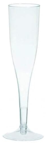 Clear Plastic Dispoable Champagne Flutes 162ml - 20 Pack