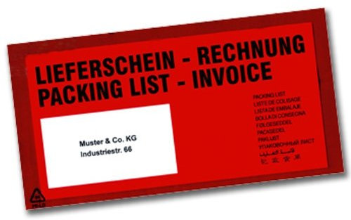 500 rote Lieferscheintaschen DIN lang Dokumententaschen Begleitpapierhüllen NEU