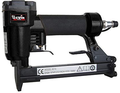 CEVIK R80/16 Sparachiodi Pneumatica Professionale per Tappezzeria e Montaggi - 120 Punti - Pressione Regolabile 4-7 bar - Uso Intensivo - Con Valigetta Inclusa